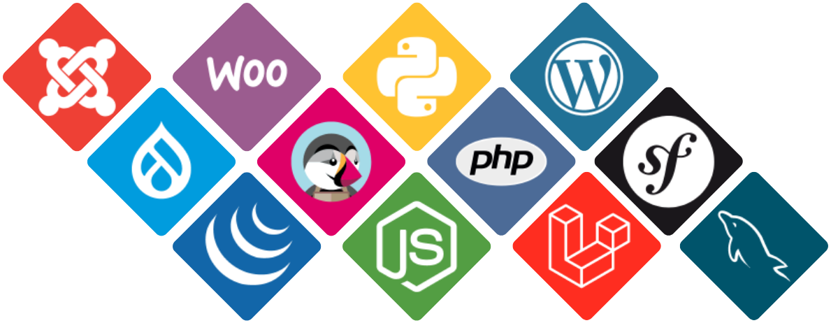 A collection of diverse technology icons used for development.