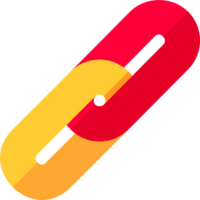 A red and yellow link icon symbolizing connectivity, ideal for enhancing on-page SEO strategies.